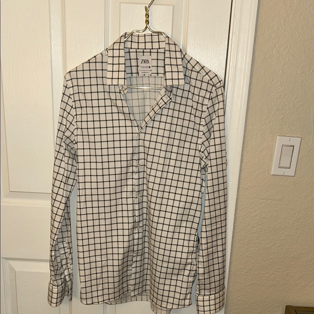 Men’s Zara Monochrome Grid Pattern Shirt